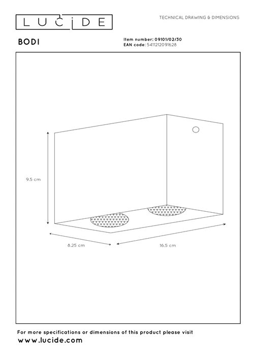 Lucide BODI - Ceiling spotlight - 2xGU10 - Black - technical